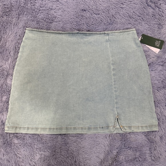 wild fable Dresses & Skirts - Wild Fable Light Wash‎ Denim Cotton Blend Mini Skirt Womens 18